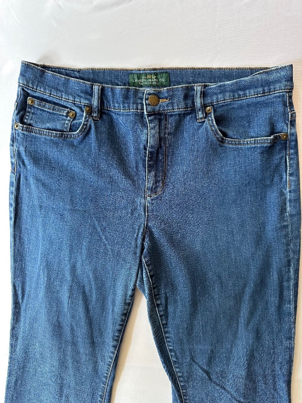 LRL Lauren Ralph Lauren Flare Leg Denim Jeans Medium Wash Stretch 14